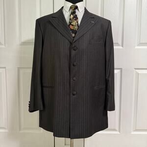 Caravelli Men's Pinstriped Superior 150's 4 Buttons Blazer Jacket Size 50R